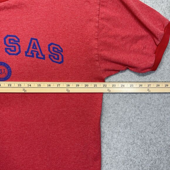 Champs Sports Kansas University Ringer Tee Men’s M Red Jayhawks Vintage Y2K - Picture 6 of 8